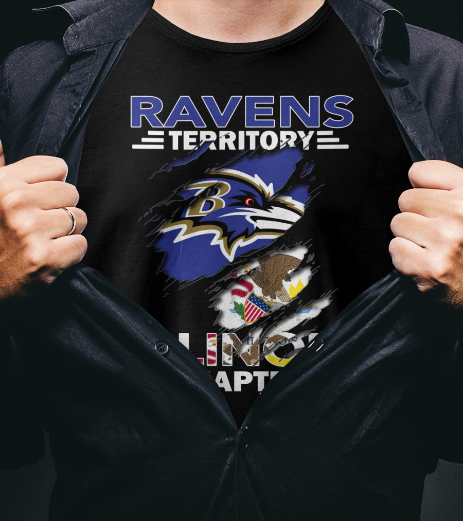 Ravens Territory Illinois Chapter Baltimore Ravens Logo Illinois State Flag T-Shirt