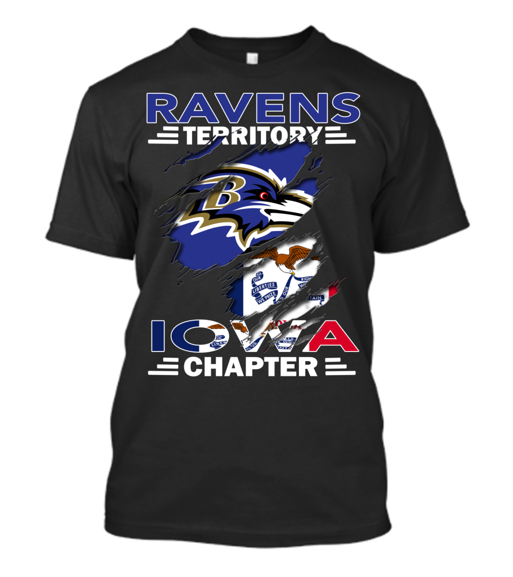 Ravens Territory Iowa Chapter NFL Sports Fandom Fanbase T-Shirt