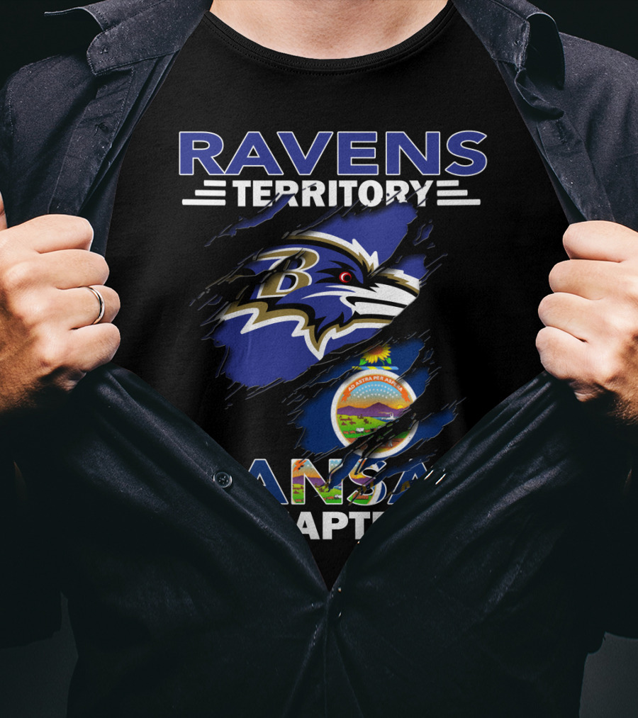 Ravens Territory Kansas Chapter Baltimore Ravens Kansas State Seal T-Shirt