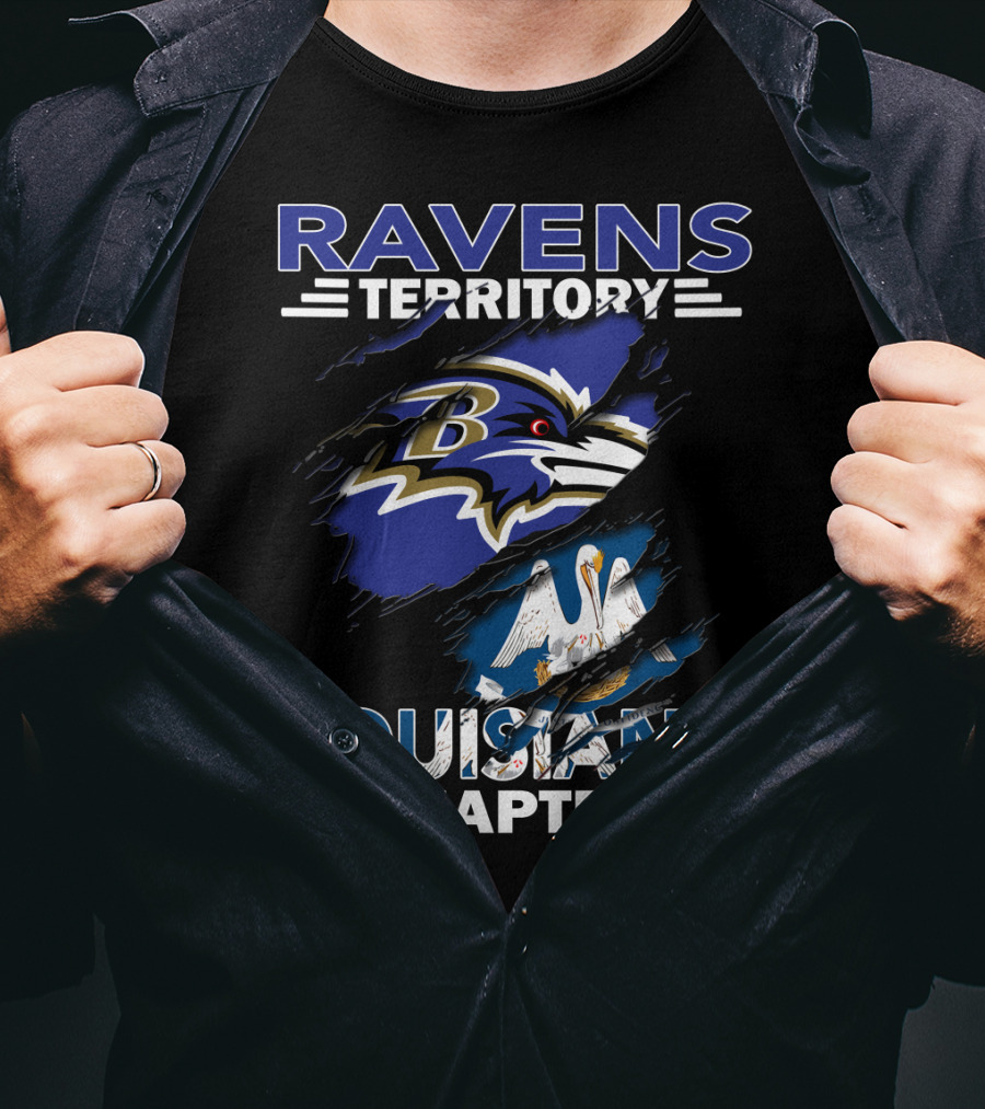 Ravens Territory Louisiana Chapter Baltimore Football Fan Club Cajun Pride T-Shirt
