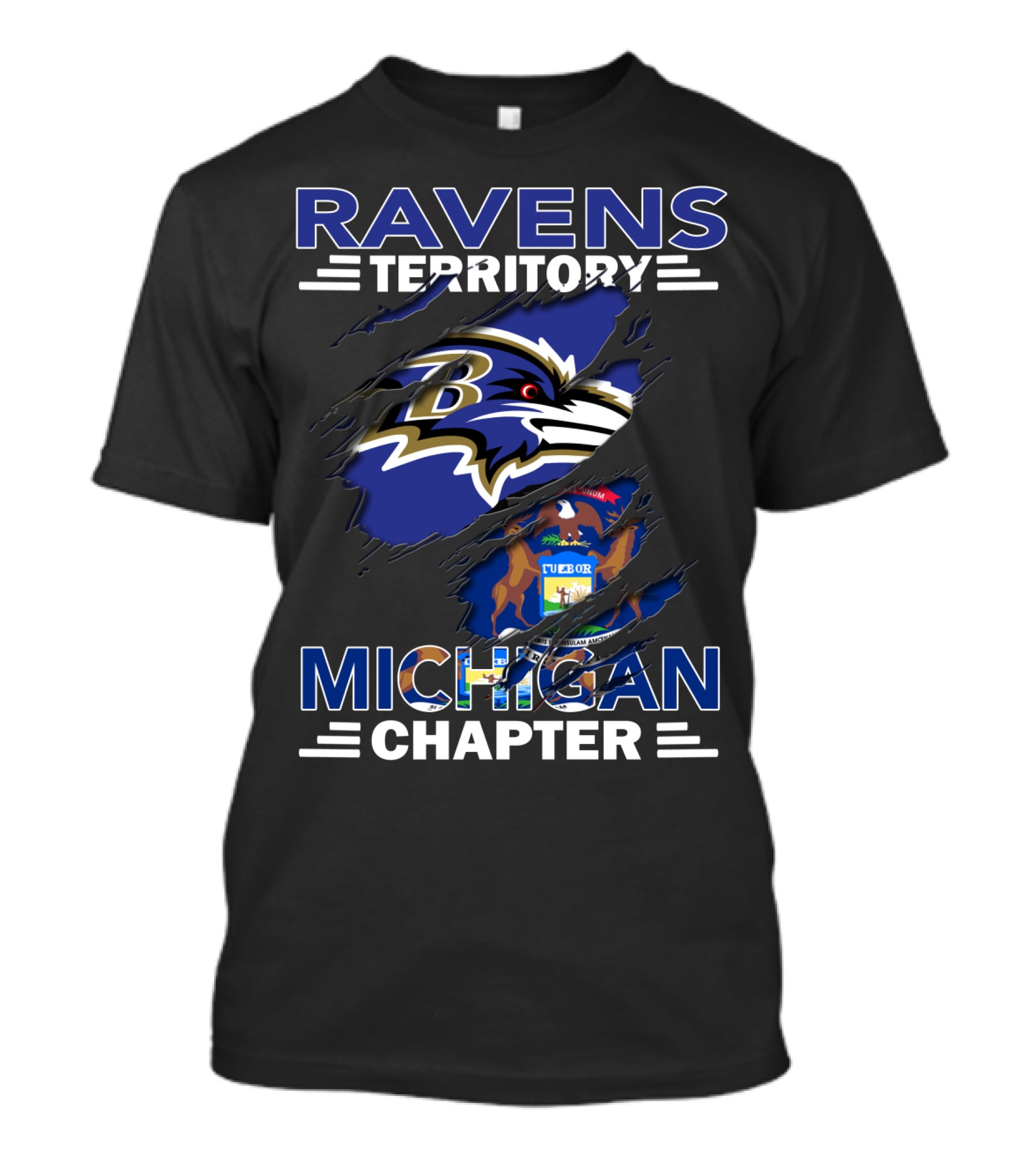 Ravens Territory Michigan Chapter Baltimore Ravens Michigan Seal T-Shirt