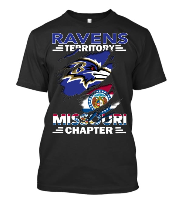 Ravens Territory Missouri Chapter Baltimore Ravens Logo Missouri Flag T-Shirt