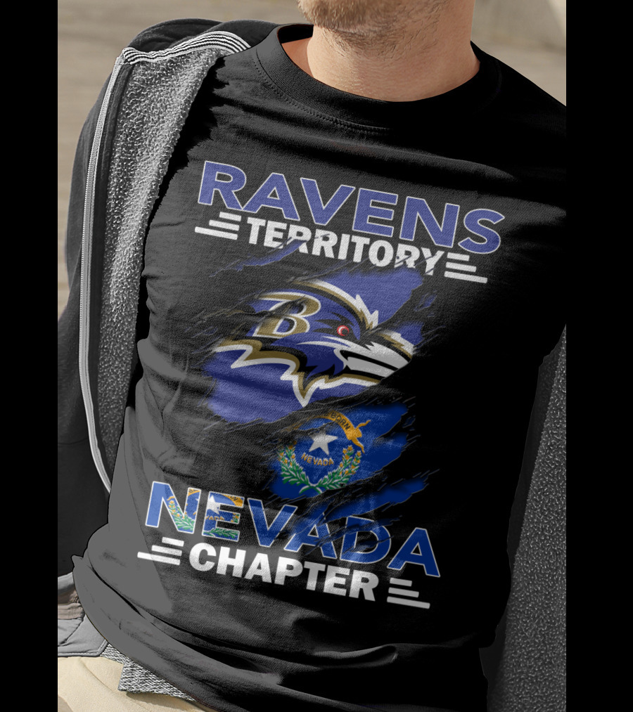 Ravens Territory Nevada Chapter Baltimore Football Iconic State Flag T-Shirt