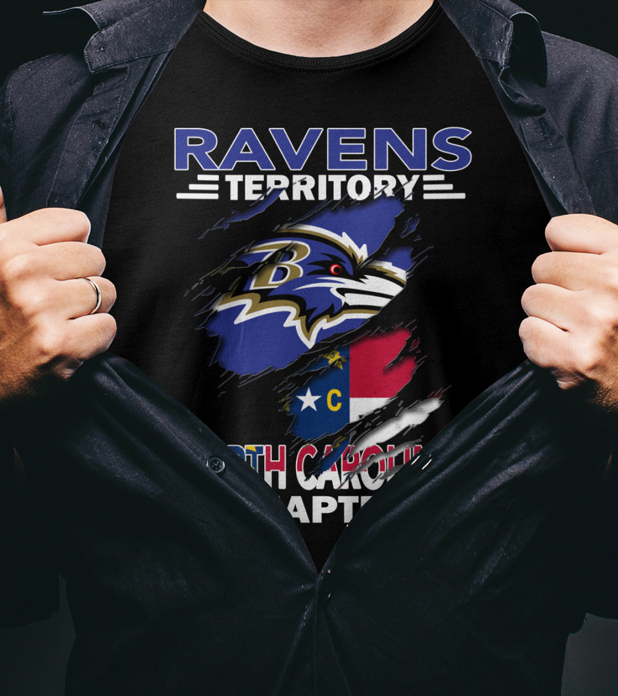Ravens Territory North Carolina Chapter With State Flag And Team Logo Elements T-Shirt