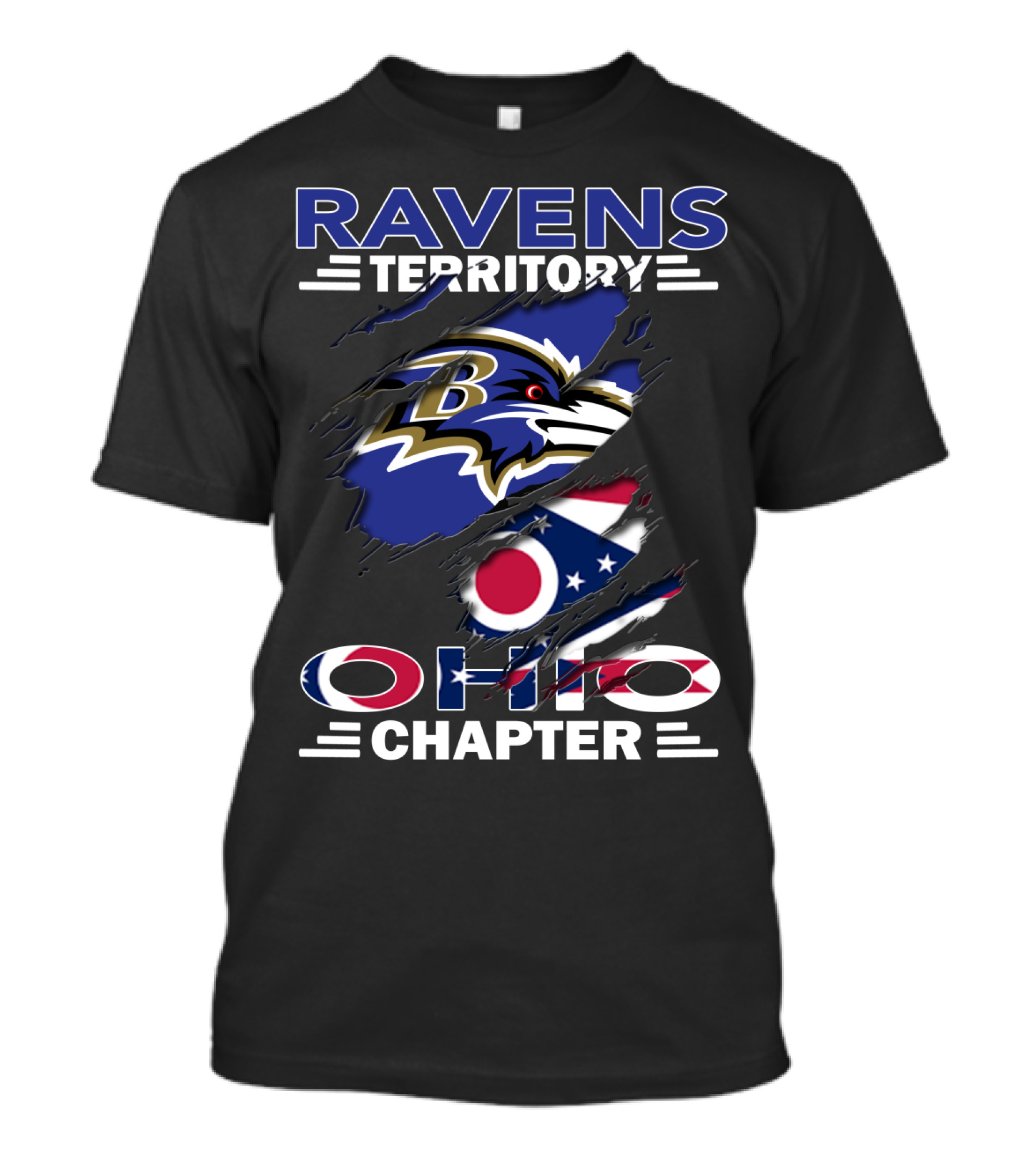 Ravens Territory Ohio Chapter Baltimore Ravens Ohio Flag T-Shirt
