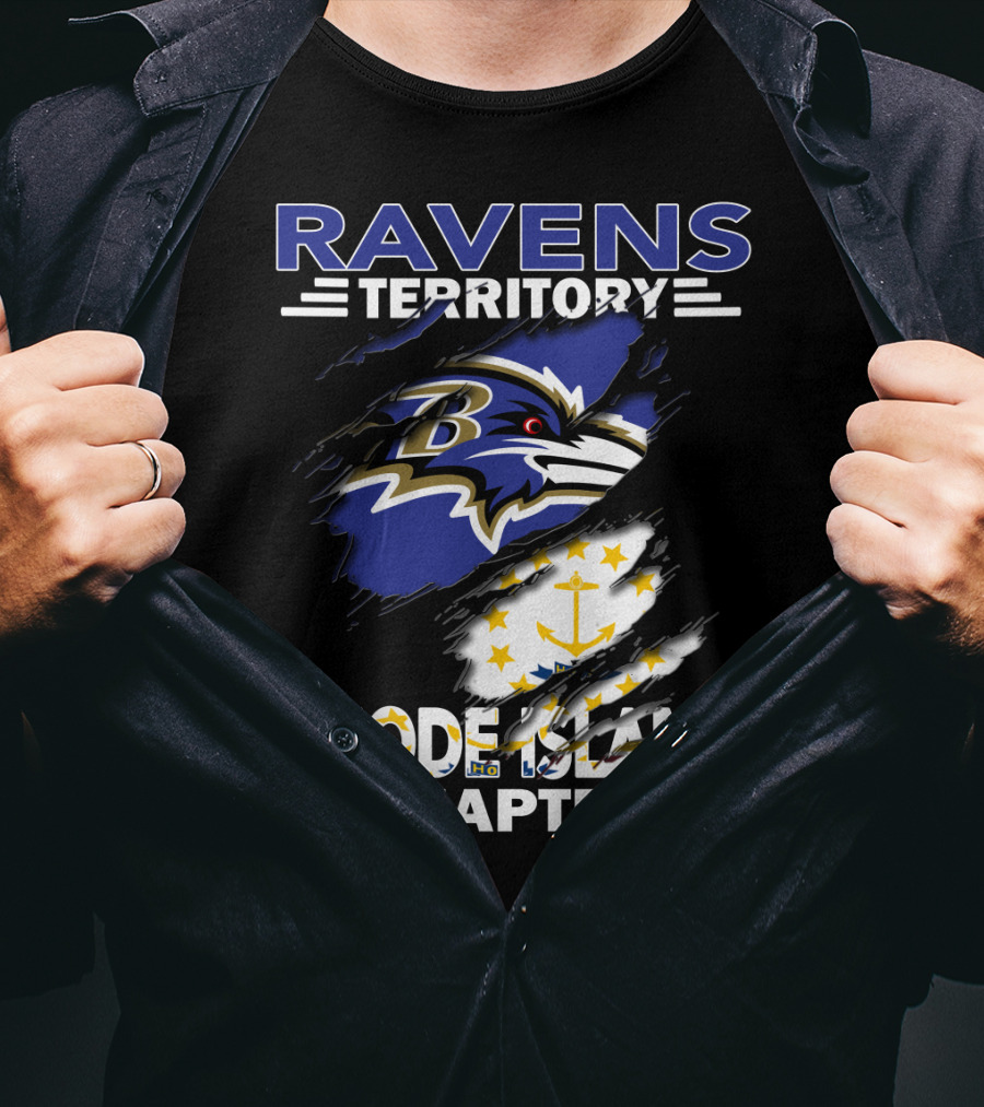 Ravens Territory Rhode Island Chapter Baltimore Ravens Logo And Rhode Island Flag T-Shirt