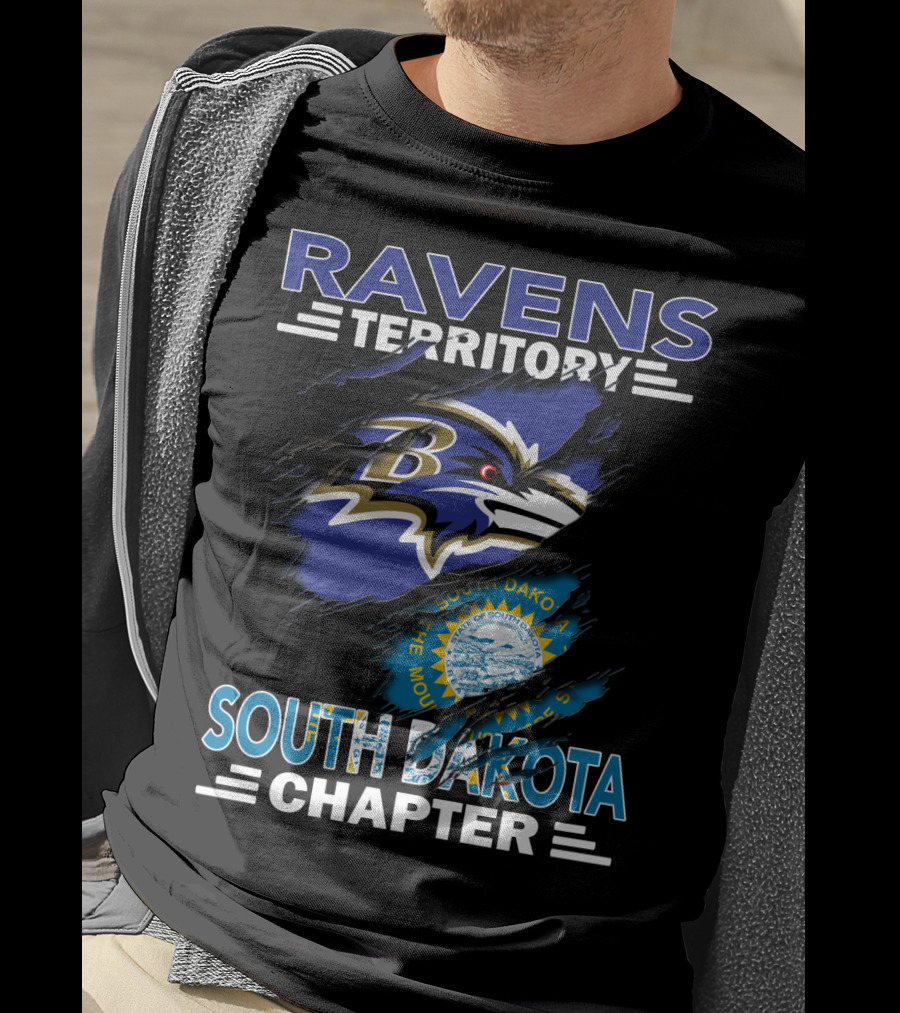 Ravens Territory South Dakota Chapter Baltimore Logo And State Emblem T-Shirt