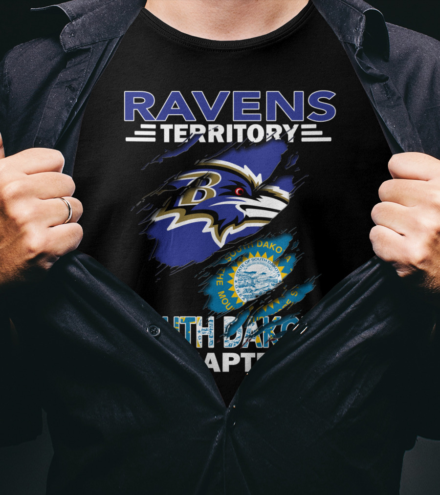 Ravens Territory South Dakota Chapter Baltimore Logo And State Emblem T-Shirt