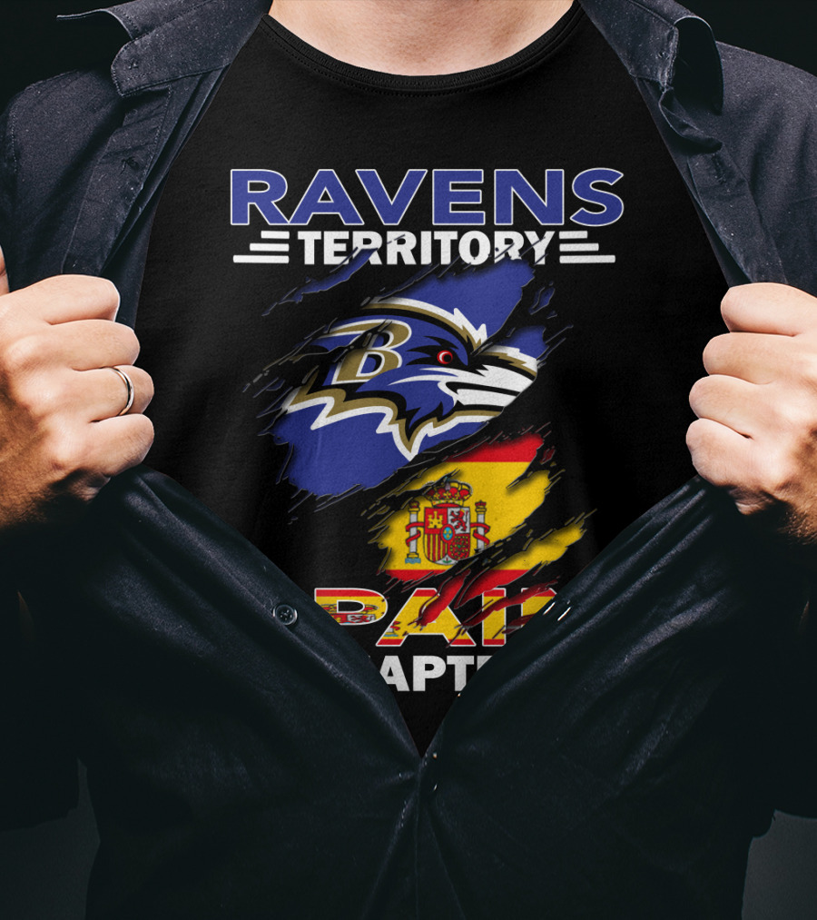 Ravens Territory Spain Chapter Flag And Logo Blend T-Shirt
