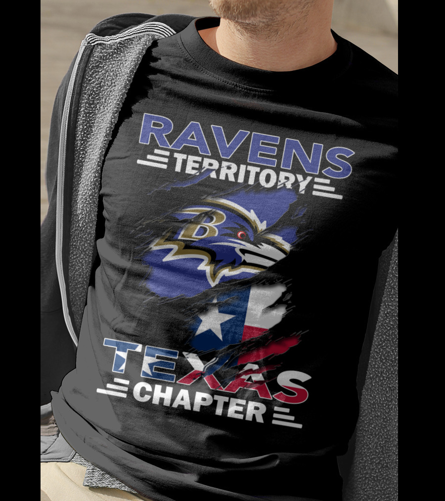 Ravens Territory Texas Chapter Baltimore Football Flag T-Shirt