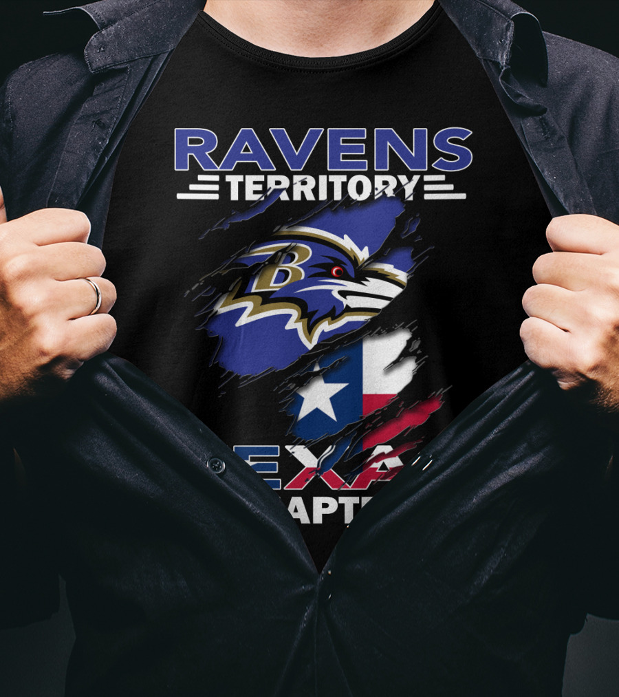Ravens Territory Texas Chapter Baltimore Football Flag T-Shirt