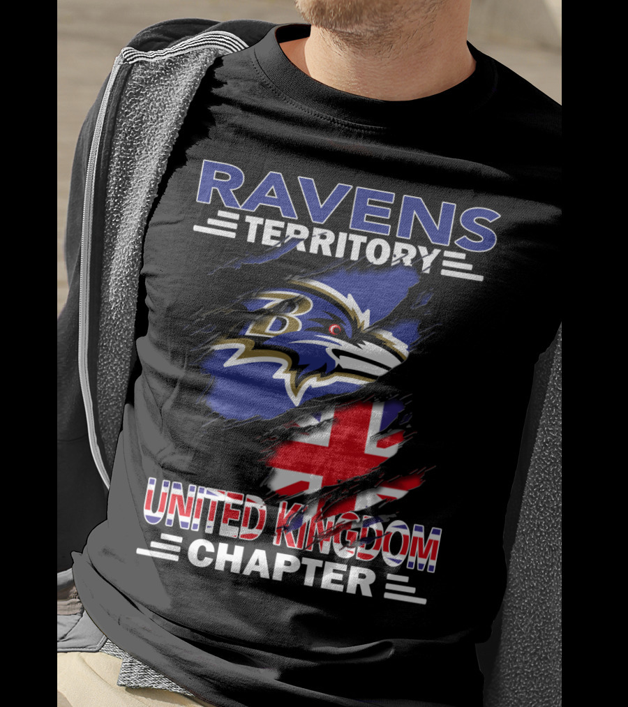 Ravens Territory United Kingdom Chapter Baltimore Ravens Union Jack T-Shirt