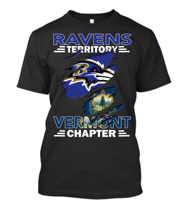 Ravens Territory Vermont Chapter Baltimore Ravens Logo Vermont State Seal T-Shirt