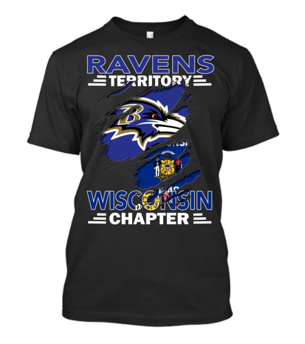 Ravens Territory Wisconsin Chapter Baltimore Ravens Logo Wisconsin Flag T-Shirt
