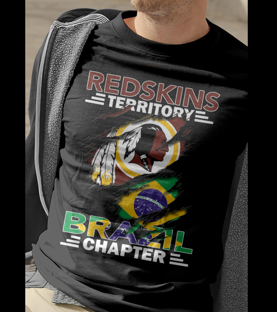 Redskins Territory Brazil Chapter Nfl Team Logo And Brazil Flag T-Shirt