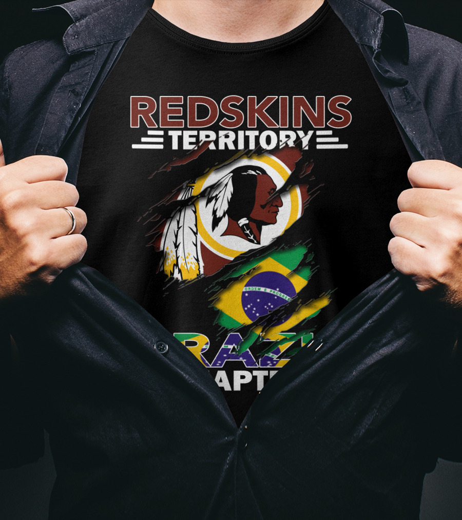 Redskins Territory Brazil Chapter Nfl Team Logo And Brazil Flag T-Shirt