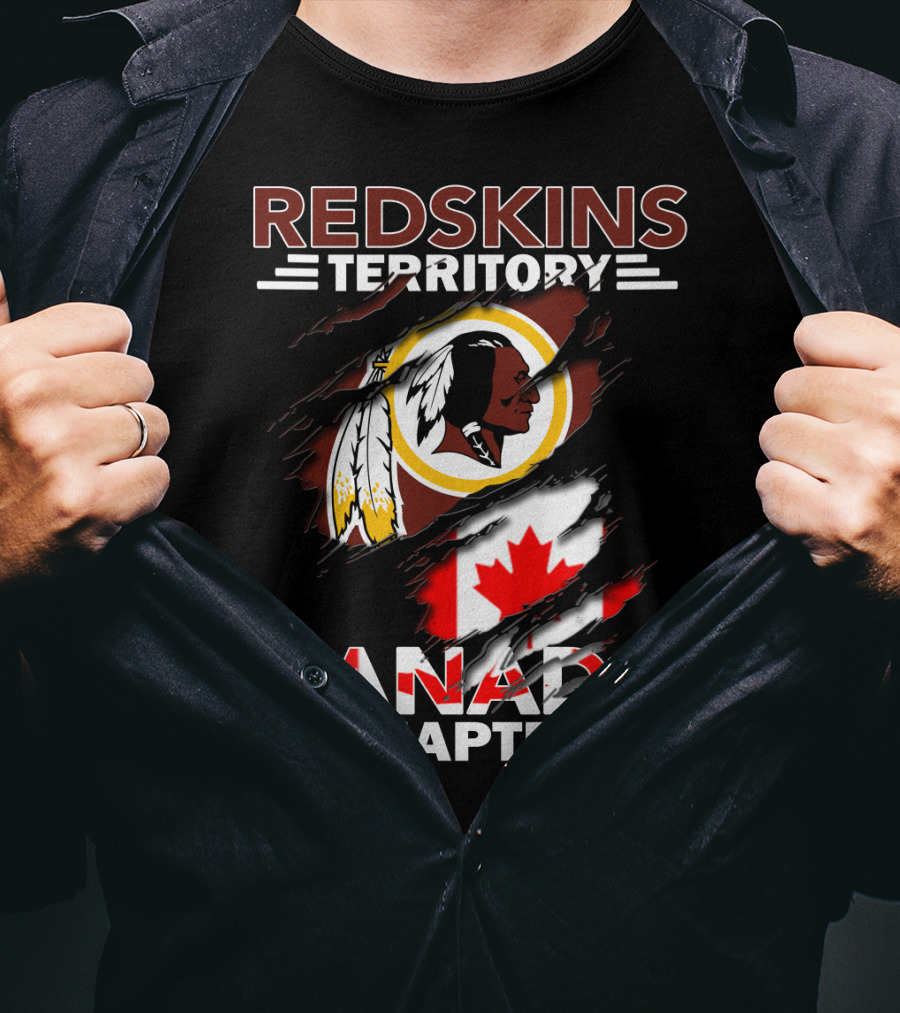 Redskins Territory Canada Chapter Flag Design Featuring Logo And Canadian Flag Elements T-Shirt