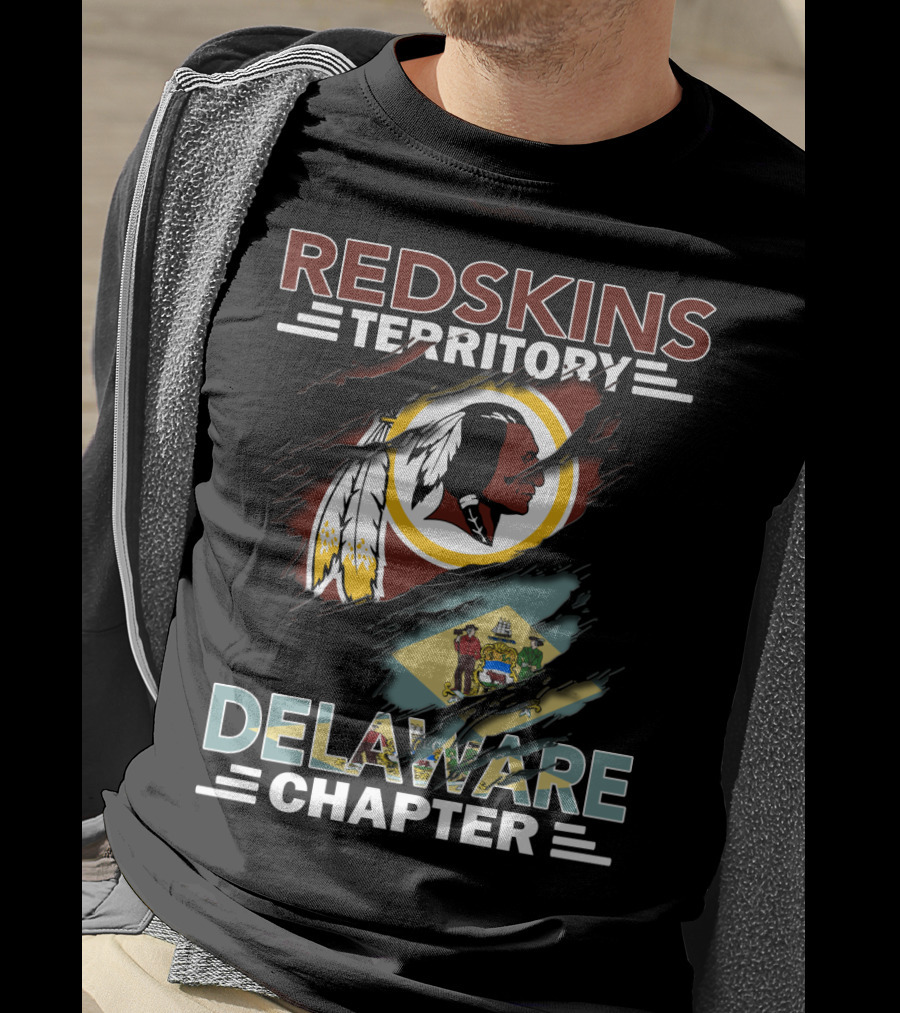 Redskins Territory Delaware Chapter Emblem With State Flag Elements T-Shirt