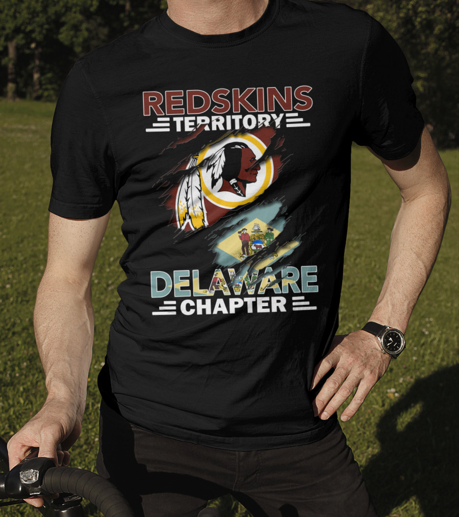 Redskins Territory Delaware Chapter Emblem With State Flag Elements T-Shirt