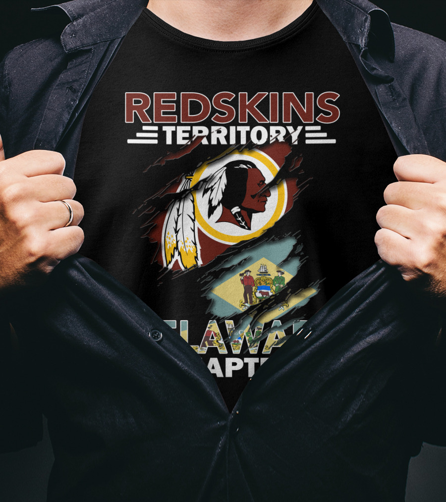 Redskins Territory Delaware Chapter Emblem With State Flag Elements T-Shirt