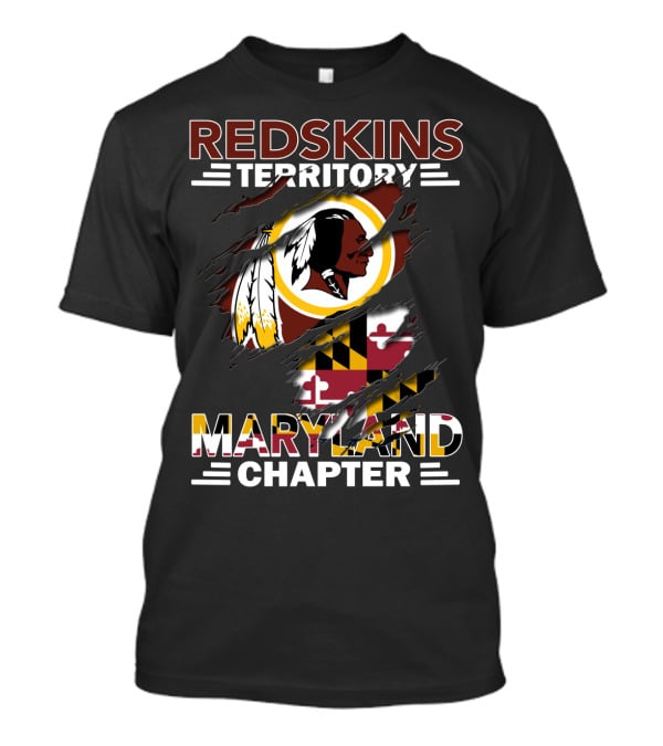 Redskins Territory Maryland Chapter Logo With Maryland Flag And Redskins T-Shirt