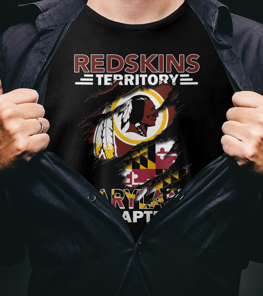 Redskins Territory Maryland Chapter Logo With Maryland Flag And Redskins T-Shirt