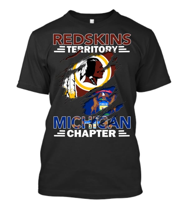Redskins Territory Michigan Chapter Michigan State Flag Ripped Effect T-Shirt