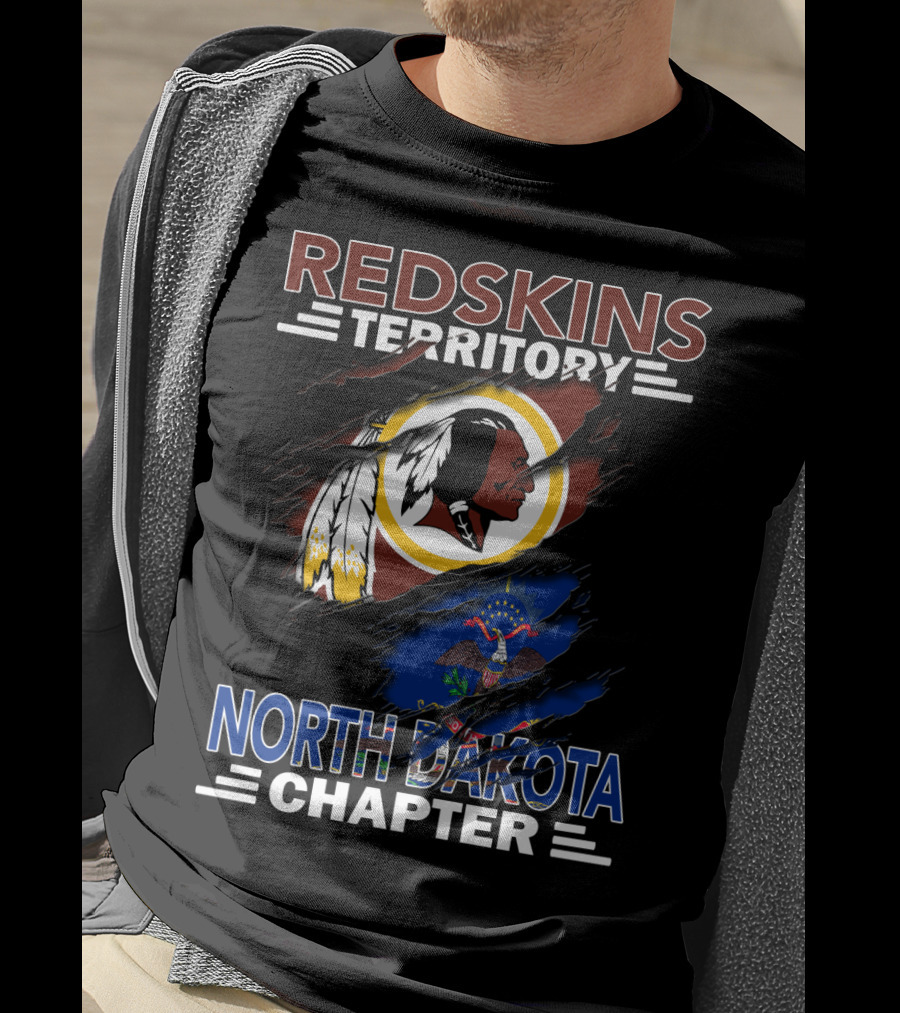 Redskins Territory North Dakota Chapter Washington Redskins Logo And North Dakota State Flag T-Shirt