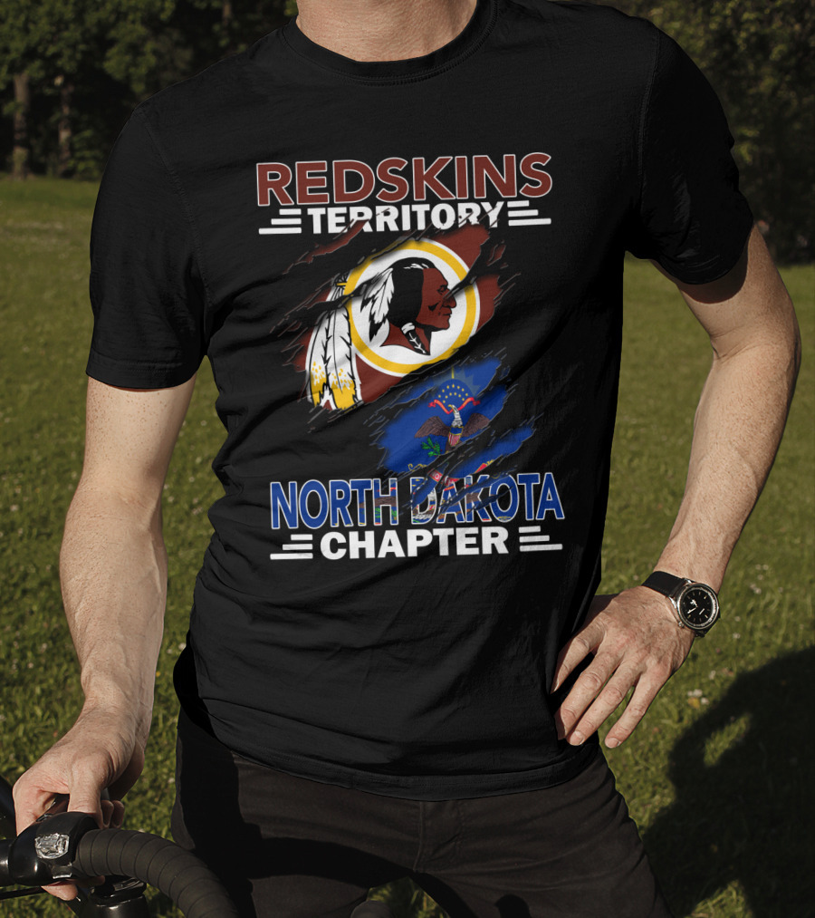 Redskins Territory North Dakota Chapter Washington Redskins Logo And North Dakota State Flag T-Shirt