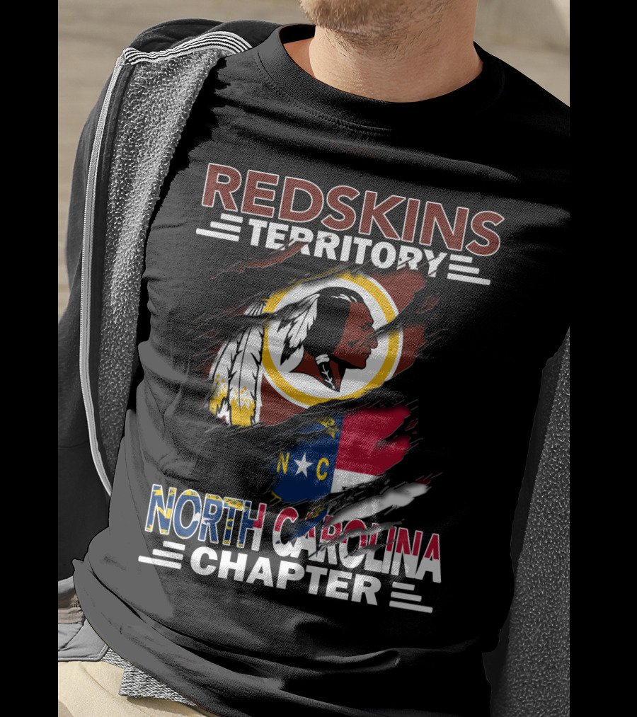Redskins Territory North Carolina Chapter Redskins Logo With North Carolina Flag T-Shirt