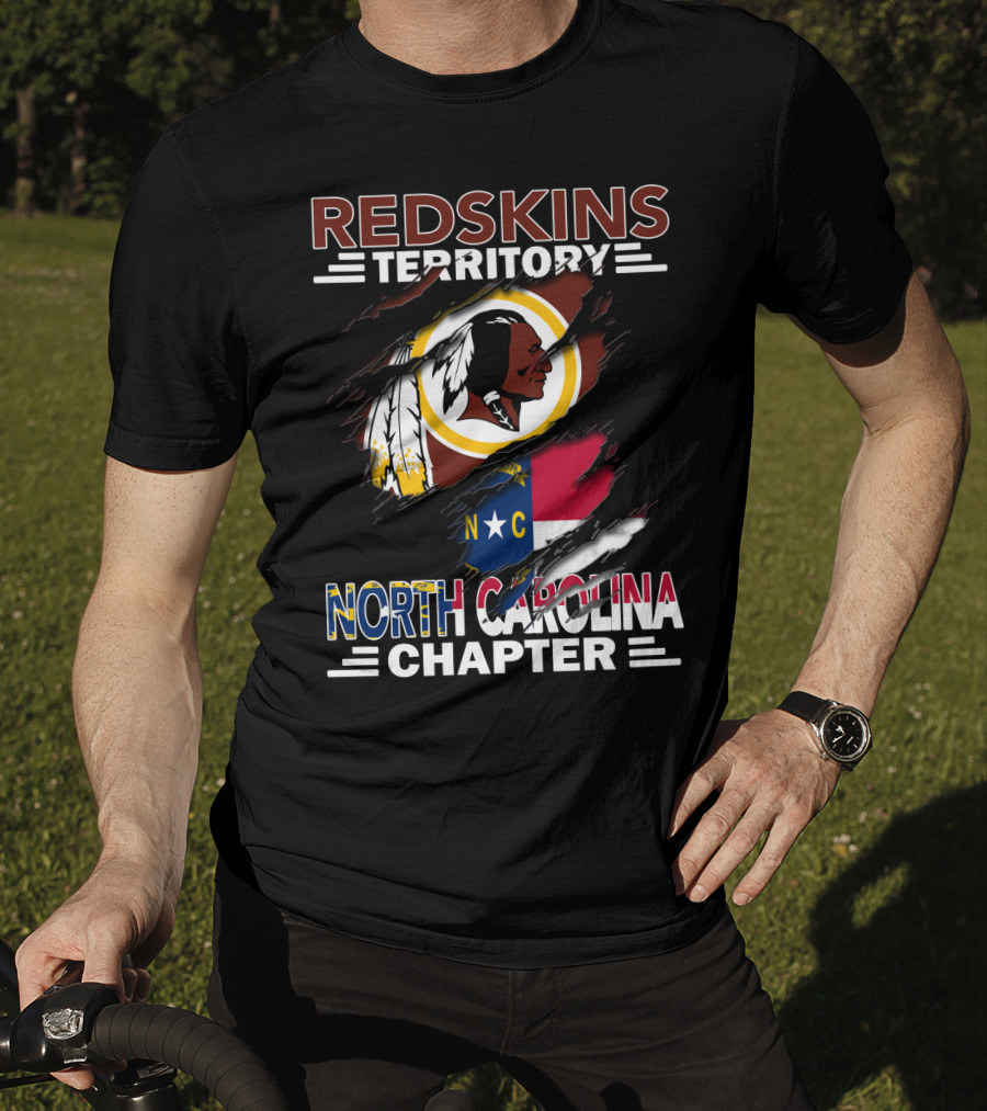 Redskins Territory North Carolina Chapter Redskins Logo With North Carolina Flag T-Shirt