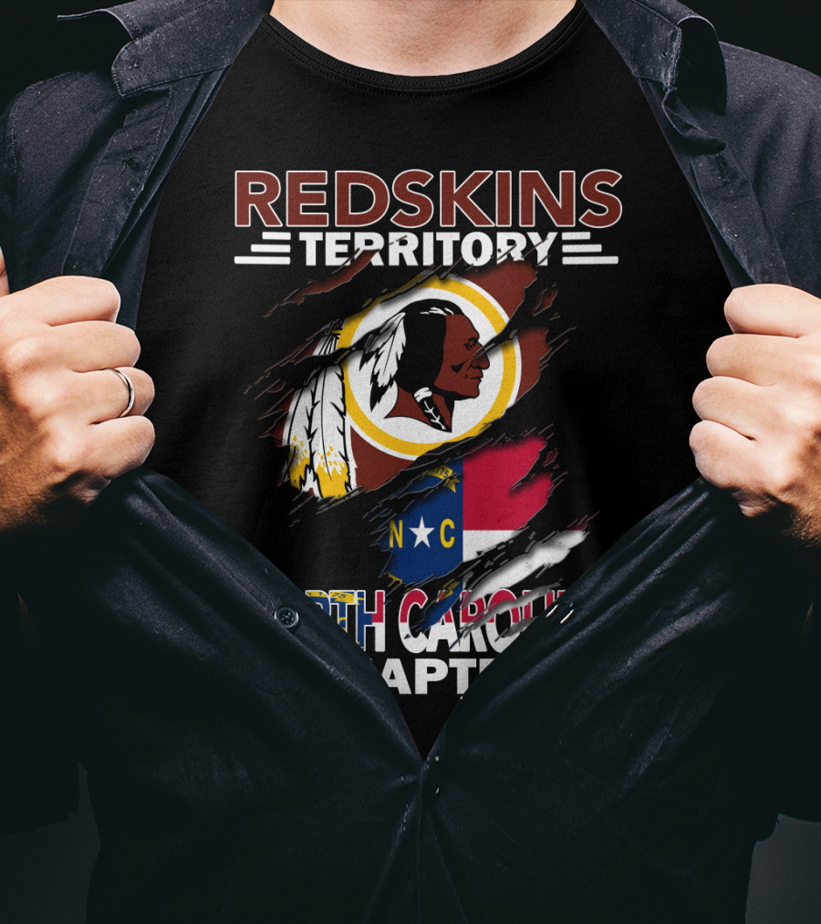 Redskins Territory North Carolina Chapter Redskins Logo With North Carolina Flag T-Shirt