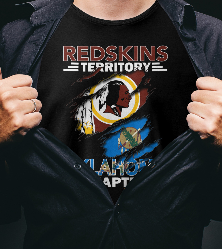 Redskins Territory Oklahoma Chapter Logo With Washington Redskins And Oklahoma Flag Elements T-Shirt