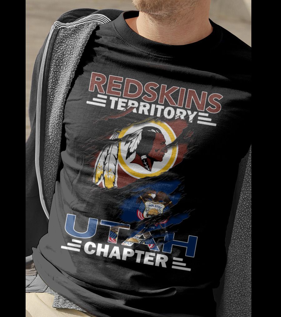 Redskins Territory Utah Chapter Logo With Native American And Utah State Seal T-Shirt