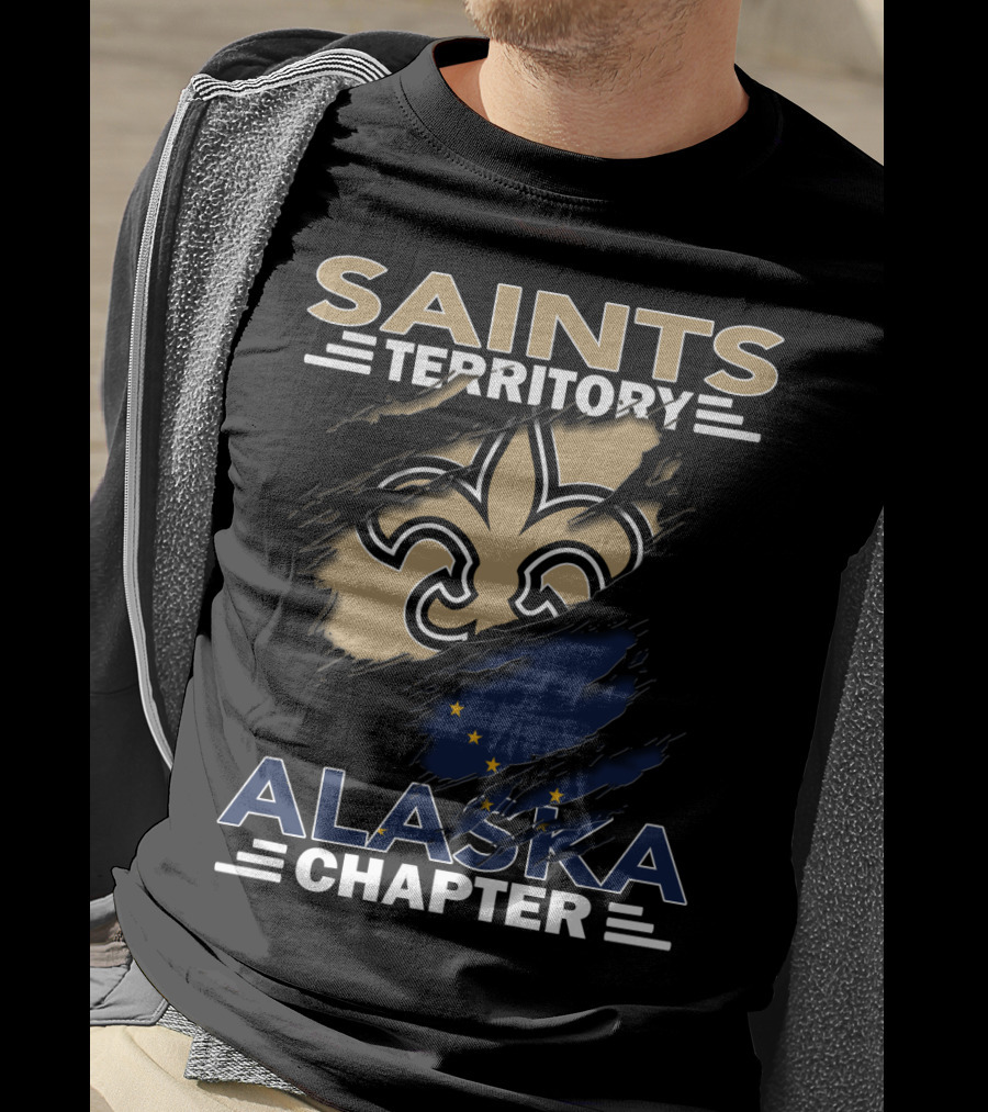 Saints Territory Alaska Chapter Fleur-de-Lis And Alaska Flag T-Shirt