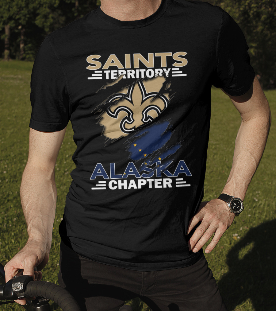 Saints Territory Alaska Chapter Fleur-de-Lis And Alaska Flag T-Shirt