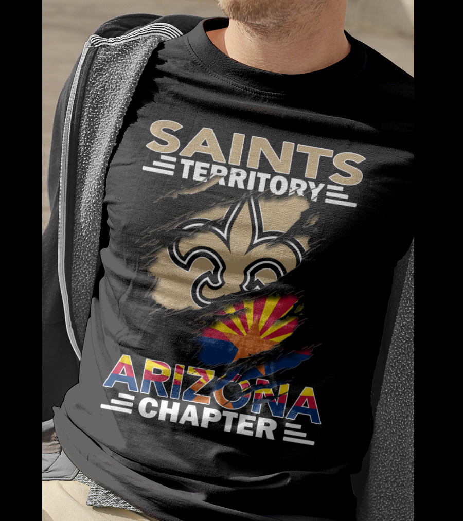 Saints Territory Arizona Chapter Fleur-de-lis And Arizona Flag T-Shirt
