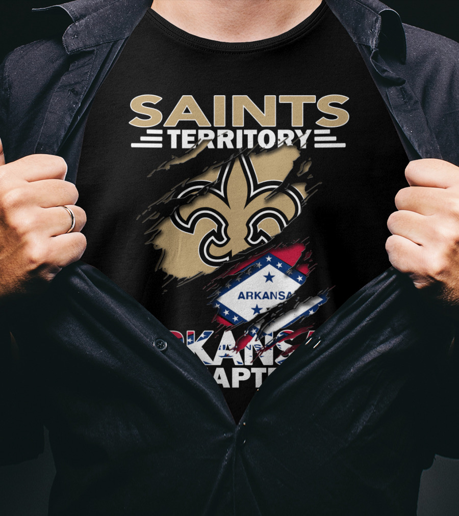 Saints Territory Arkansas Chapter Fleur-de-Lis Icon With State Flag T-Shirt