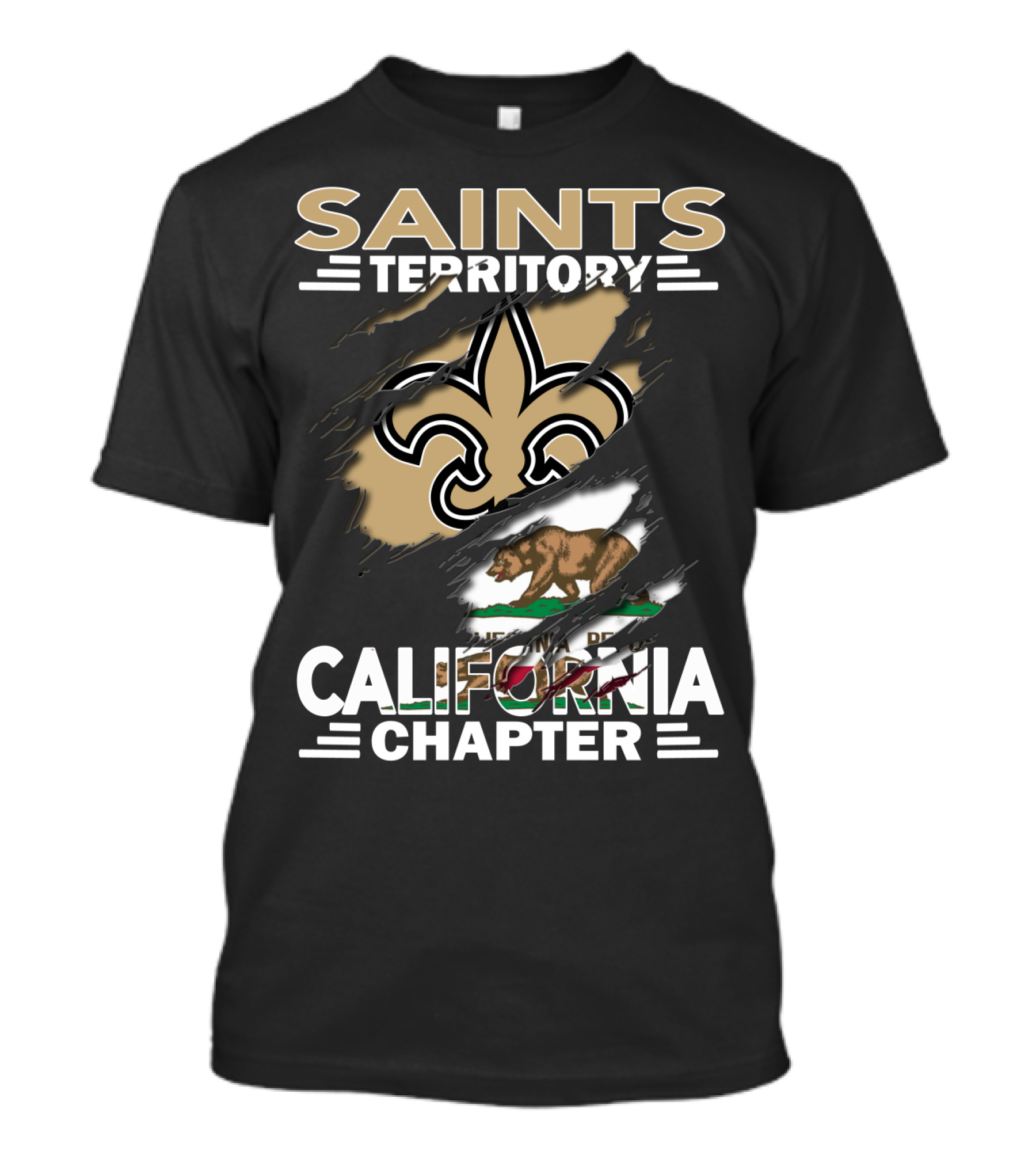 Saints Territory California Chapter Fleur-de-Lis And State Bear T-Shirt