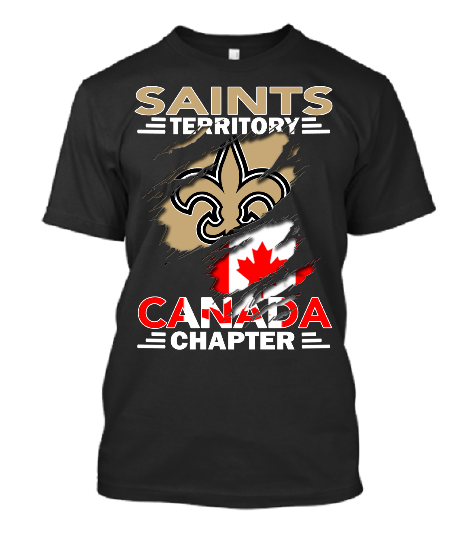 Saints Territory Canada Chapter Fleur-de-Lis And Maple Leaf T-Shirt