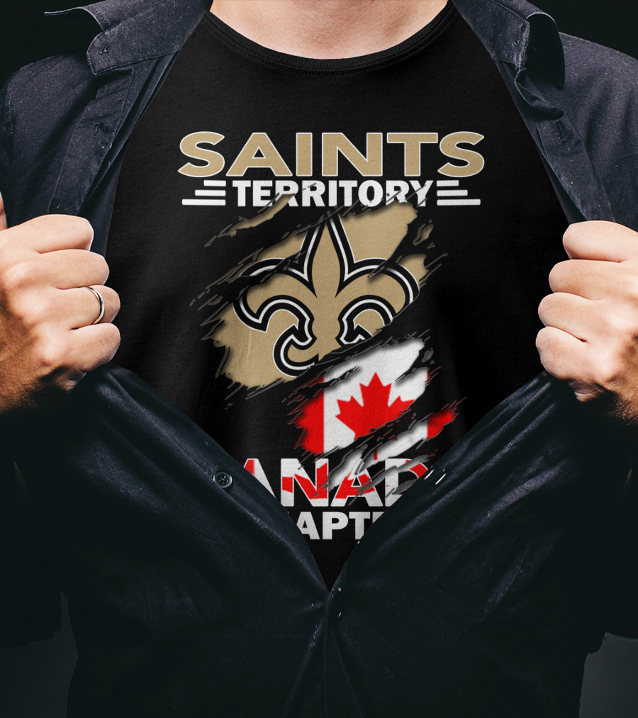 Saints Territory Canada Chapter Fleur-de-Lis And Maple Leaf T-Shirt