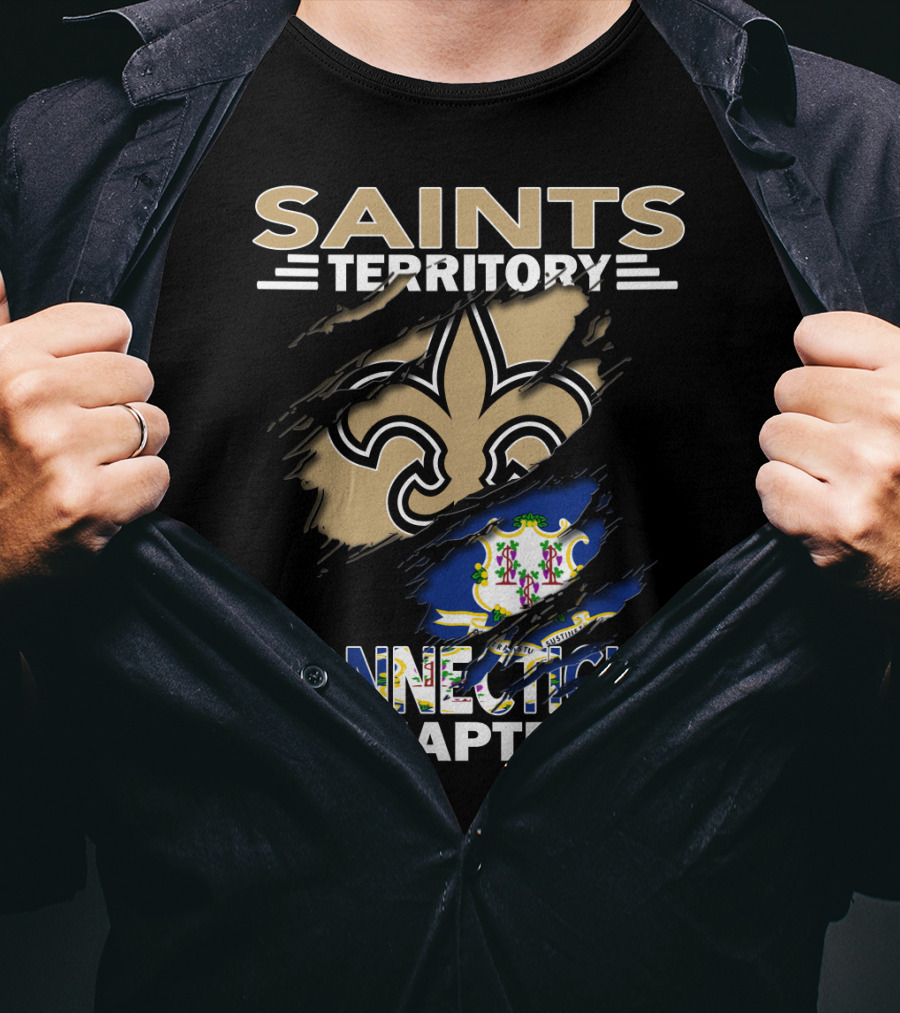 Saints Territory Connecticut Chapter Fleur-De-Lis And State Seal T-Shirt