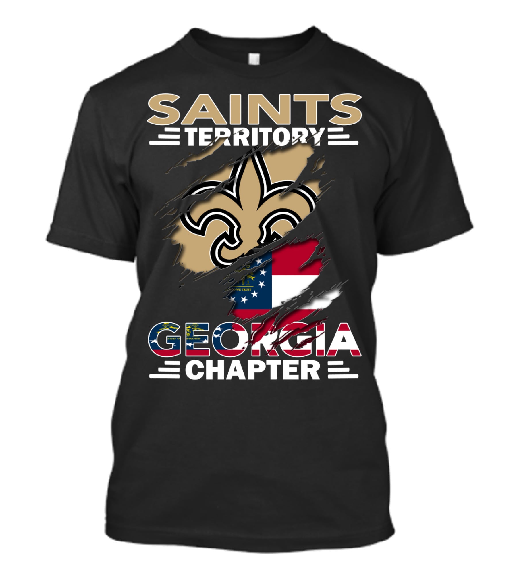 Saints Territory Georgia Chapter Fleur-De-Lis Georgia Flag T-Shirt