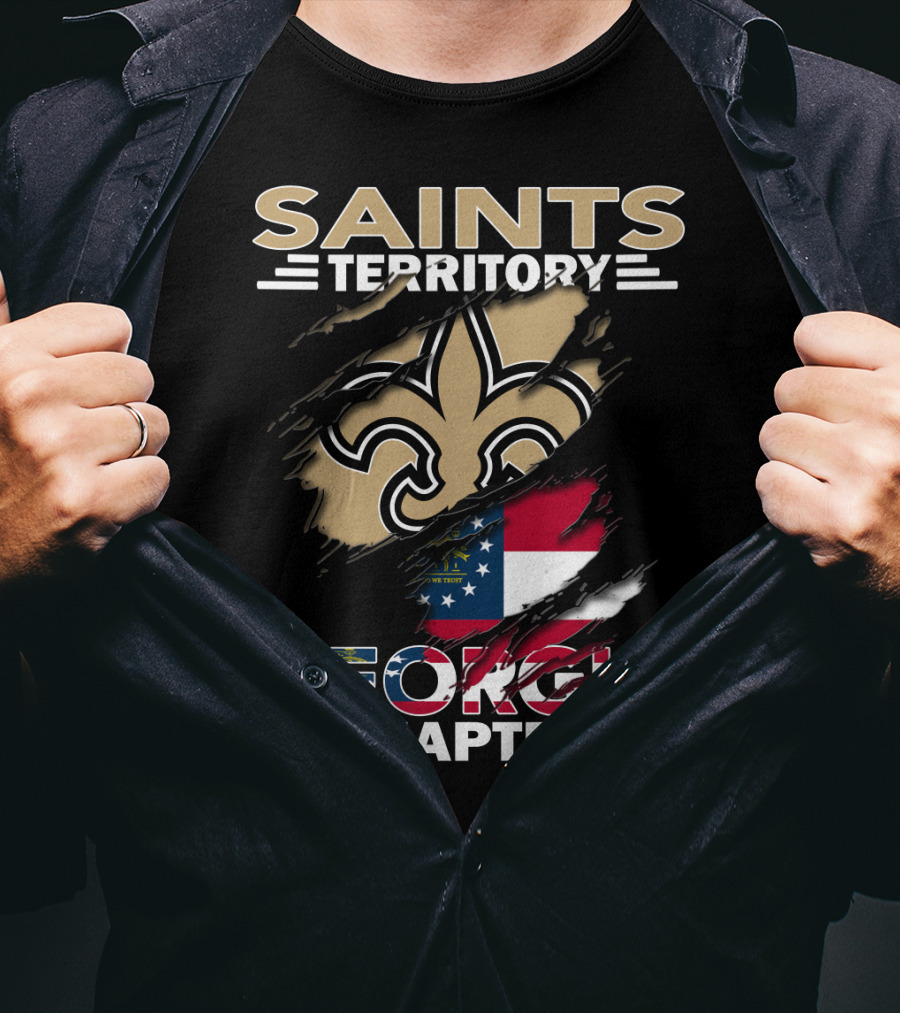 Saints Territory Georgia Chapter Fleur-De-Lis Georgia Flag T-Shirt