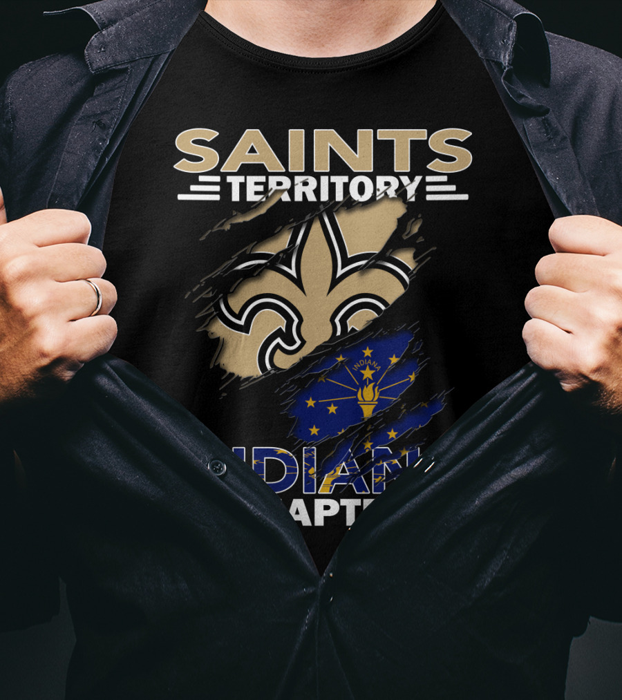 Saints Territory Indiana Chapter Fleur-de-Lis And Indiana Flag Collaboration T-Shirt