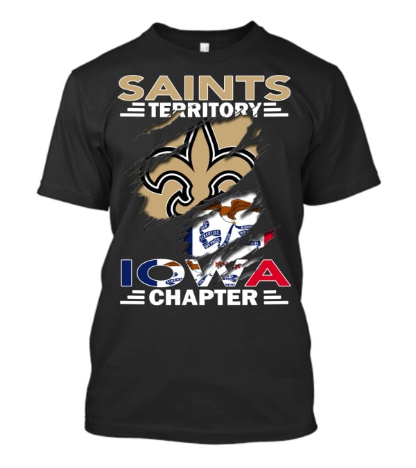 Saints Territory Iowa Chapter Fleur-De-Lis Emblem And State Flag Fusion T-Shirt
