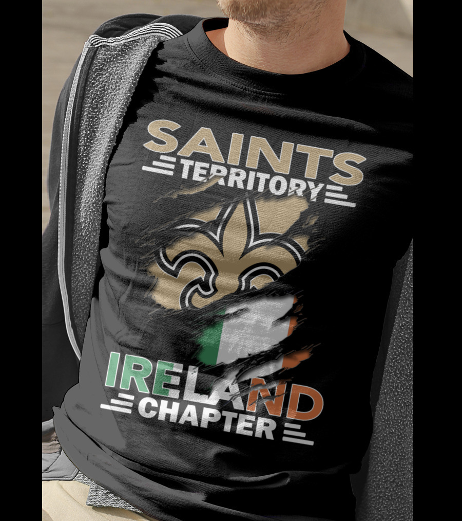 SAINTS TERRITORY IRELAND CHAPTER Fleur-de-Lis With Irish Flag T-Shirt
