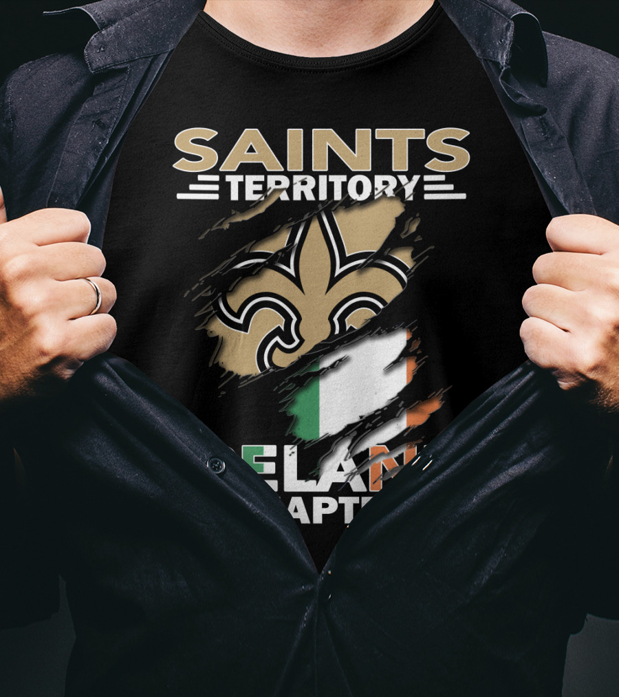 SAINTS TERRITORY IRELAND CHAPTER Fleur-de-Lis With Irish Flag T-Shirt