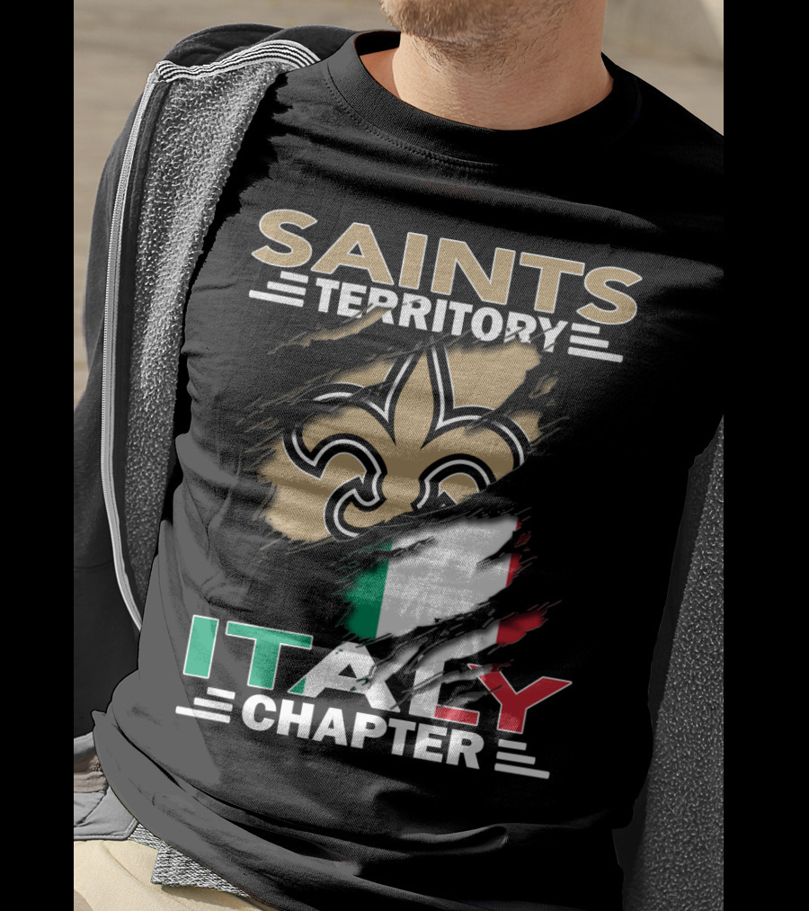 Saints Territory Italy Chapter Fleur-de-Lis With Italian Flag T-Shirt