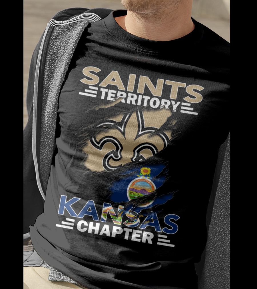 Saints Territory Kansas Chapter Fleur-de-Lis And State Seal Elements T-Shirt